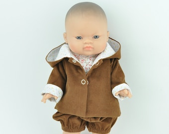 MINIKANE doll coat or bloomers,  hooded coat for Minikane and Paola Reina Gordi, brown doll coat made of corduroy