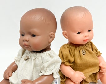 Miniland doll  32 cm, linen doll romper, 32 cm doll romper, linen romper for 12 inch dolls, doll outfit, christmas gift for kids