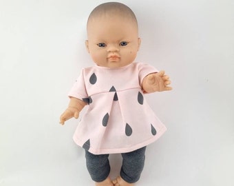 Minikane Puppenkleidung, Paola Reina Puppenkleidung, 13 Zoll Puppenkleidung, rosa Puppe Tunika, graue Puppenleggings, Regentropfen Tunika, 34 cm Puppe
