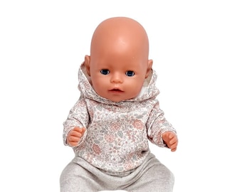 Baby Born 42-43 cm lounge set, 17 inch doll sports outfit, cotton flower doll hoodie and pants, Toddler Gift