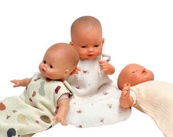 Doll sleeping bag for Miniland 32cm, Minikane 28 cm dolls, muslin sleeping bag, sleep sack for dolls, bedroll