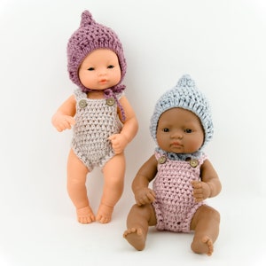 Miniland doll, 32 cm doll romper, knitted romper, knitted overall for dolls, knitting for dolls, 12 inch doll romper