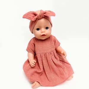 Baby Born doll dress or a headband , American doll dress, muslin doll dress, 42-43 cm doll dress, 18 inch doll muslin dress, Baby Born doll image 1