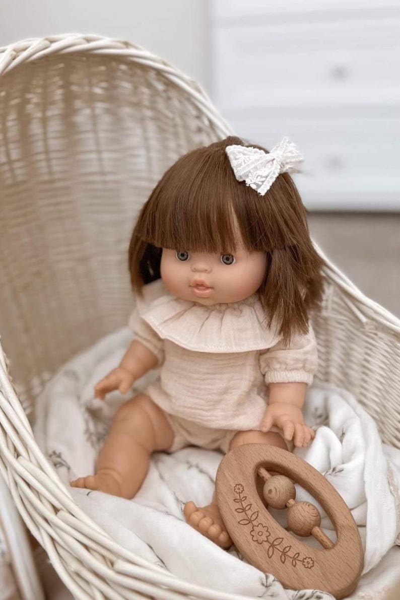 muslin doll romper with a frill, Minikane doll romper