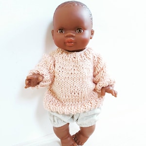 Minikane doll pullover 34 cm, minikane doll clothes, doll sweater, 13 inch doll pullover, Paola Reina doll pullover, linen doll bloomers, image 5