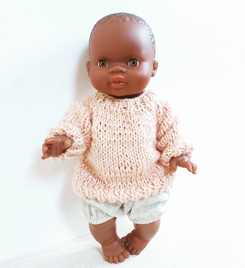 Minikane doll pullover 34 cm, minikane doll clothes, doll sweater, 13 inch doll pullover, Paola Reina doll pullover, linen doll bloomers, image 5
