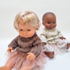 Minikane 34 cm, Miniland doll 38 cm knitted pullover, doll tutu  skirt, balerina doll, Minikane tutu, doll pullover, knitting for dolls