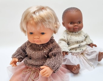 Doll Pullover and doll tutu skirt, Fits 34 -38 cm dolls : Minikane, Miniland, Paola Reina, Mini Colletos