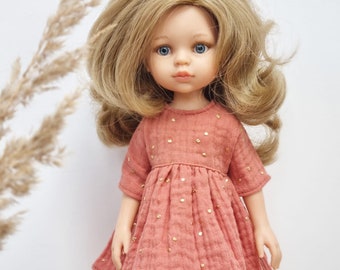Muslin dress for amigas paola reina,  La Amigas muslin dress, marsala muslin dress, amigas doll clothing