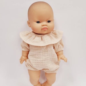 Barboteuse de poupée Minikane, de poupée Miniland, barboteuse avec un volant,barboteuse minikane en mousseline, barboteuse de poupée de 34cm image 6