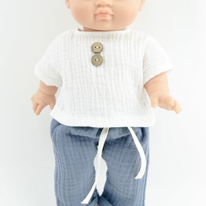 Vêtements de poupée Paola Reina, vêtements pour boydoll, vêtements boydoll, pantalon bleu, t-shirt écru, vêtements de poupée 34 cm, vêtements minikane garçon image 5