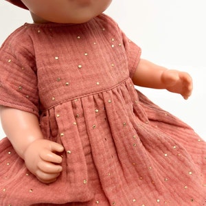 Baby Born doll dress or a headband , American doll dress, muslin doll dress, 42-43 cm doll dress, 18 inch doll muslin dress, Baby Born doll dress