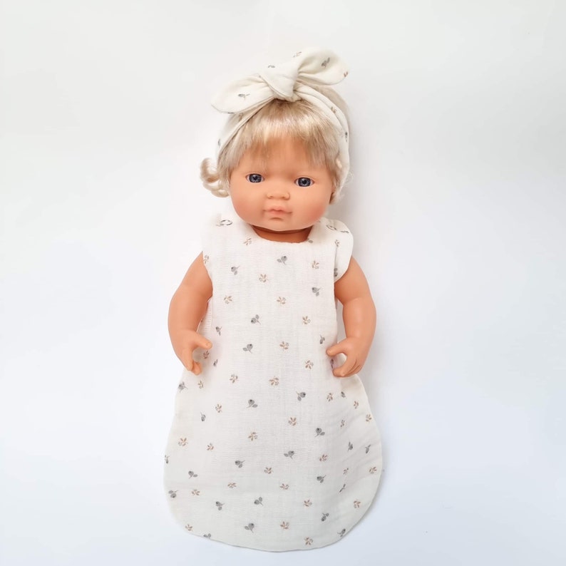 Doll sleeping bag for Minikane 34 cm or Miniland 38 cm dolls, muslin sleeping bag, Paola Reina doll, doll sleeping bag for 15 inches dolls image 10