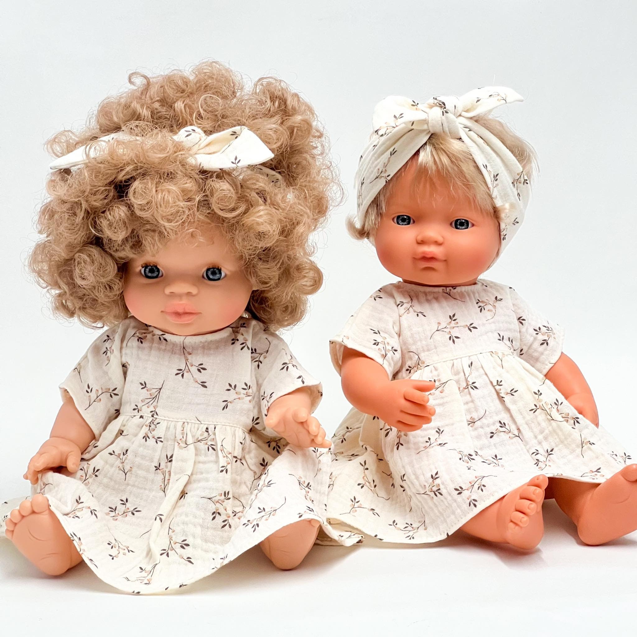 Collar Beige Muslin Romper Minikane Doll Clothes, Miniland Doll