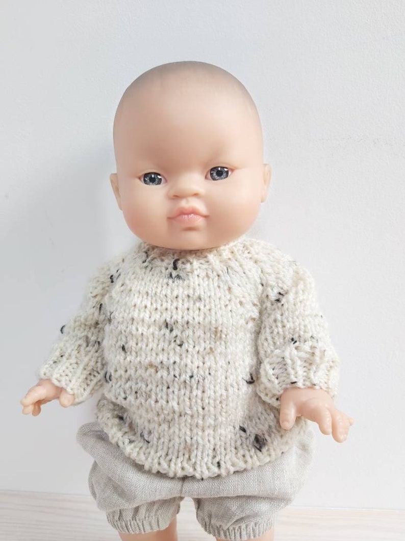 Minikane doll pullover 34 cm, minikane doll clothes, doll sweater, 13 inch doll pullover, Paola Reina doll pullover, linen doll bloomers, image 4