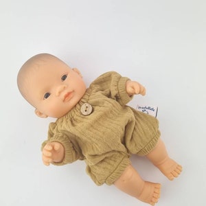 Miniland Babyromper, 21 cm Miniland Puppenstrampler, Musselin Strampler für 9 Zoll Puppen, Musselin Toffee Strampler, Weihnachtsgeschenk für Kinder