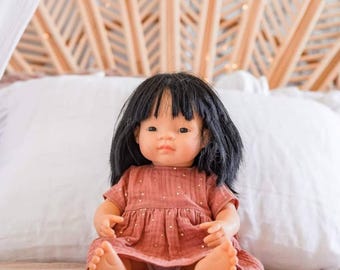 Minikane doll clothes, Paola Reina doll dress, muslin doll dress, 34cm doll dress, 13" doll dress or headband, puppenkleidung