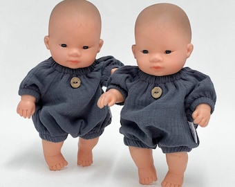 Mameluco Baby Miniland, 21 ropa de muñeca, ropa de muñeca, ropa de muñeca bebé, mameluco de doble gasa, mameluco de muselina de muñeca