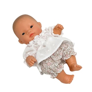 Baby Minialnd doll, 21 cm doll clothes, 9 inch doll clothes, ecru doll blouse, pastel floral bloomers