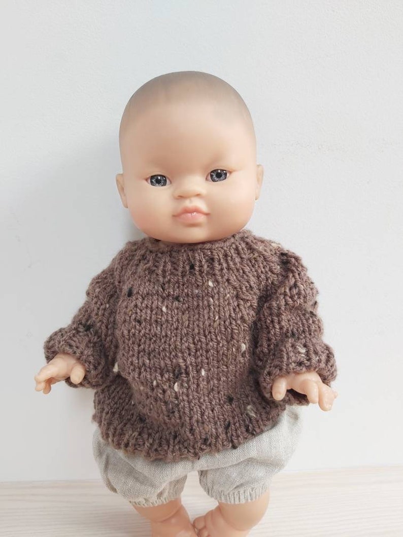 Minikane doll pullover 34 cm, minikane doll clothes, doll sweater, 13 inch doll pullover, Paola Reina doll pullover, linen doll bloomers, image 3