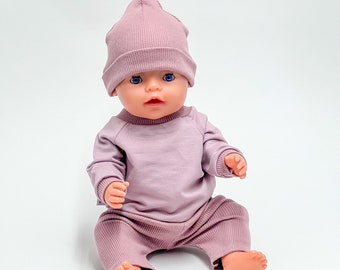 Baby Born lounge set 43 cm, American doll sports set, doll sweatshirt, doll pants , doll beanie, 17 inch doll clothes, pink baby born outfit