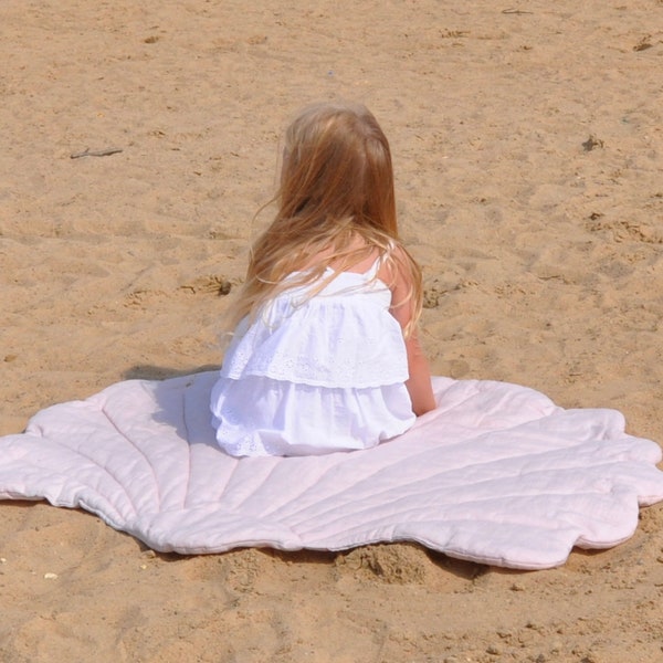 Leinenmatte Muschel, Steppmatte für Kinder, Leinenmatte für Babys