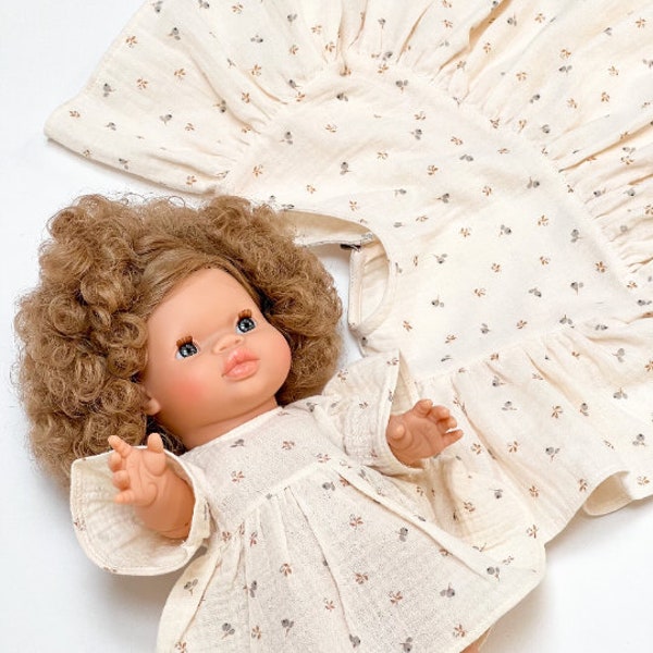 Dolly et moi MINIKANE assortis, robe assortie pour fille et poupée, robe en mousseline pour fille, robe de poupée adaptée à une poupée de 34 à 38 cm, dolly et moi MINILAND