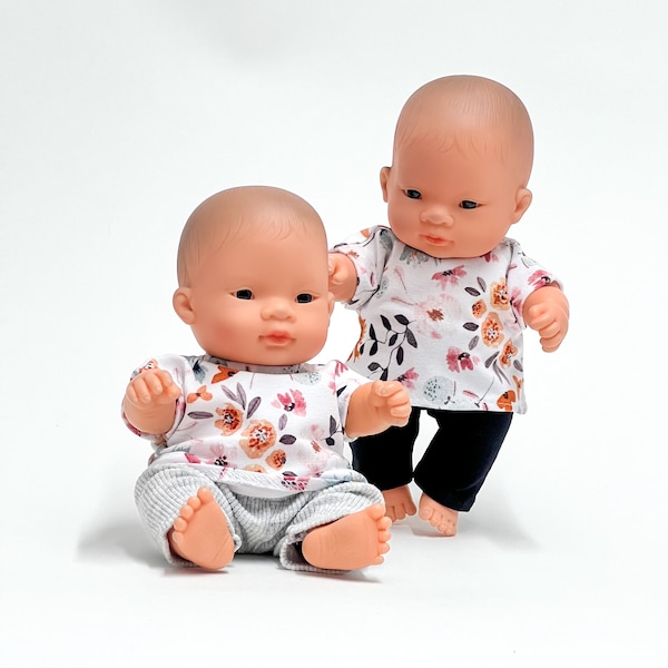Miniland baby doll, 21cm doll clothes, boy doll clothes for 21 cm doll, baby doll clothes, doll black t-shirt, doll pants