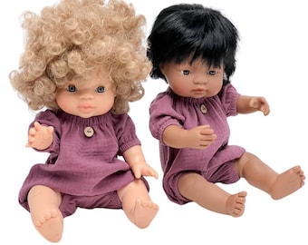 Paola Reina Puppenstrampler, Minikane Musselin Puppenstrampler, Miniland Puppenstrampler, 34cm Puppenkleidung, Weihnachtsgeschenk für Kinder