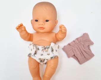 Babypopluiers, poppenluiers, poppenluiers, set van twee mousseline luiers, 9 inch poppenluiers, 21 cm poppenluiers, kerstidee voor meisjes