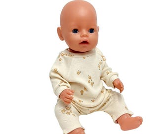 Baby Born doll 43 cm track suit, made of cream cotton, modern doll clothes for 17 inches dolls