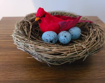 Cardinal In Nest Etsy