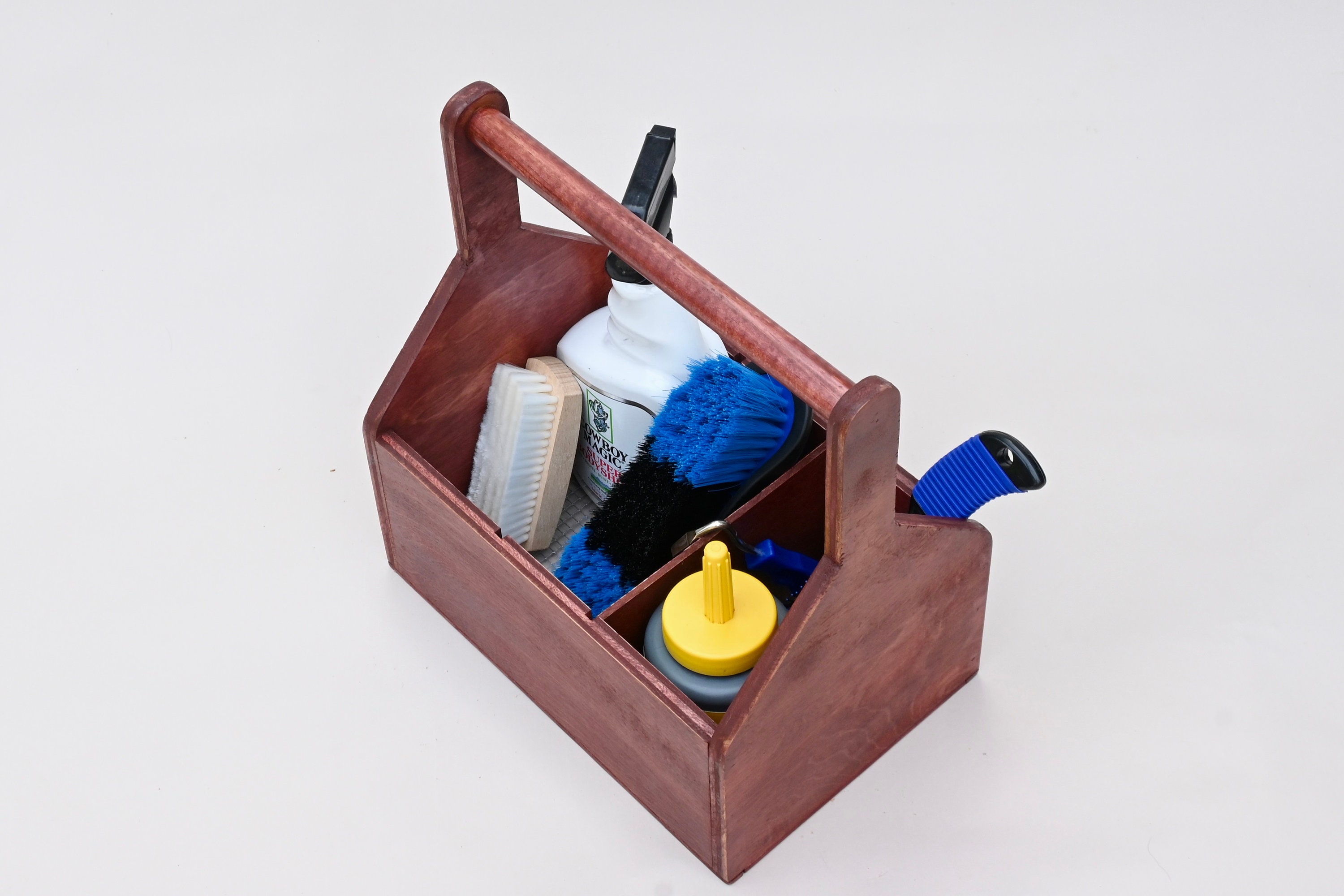 Horse Grooming Tote W Dividers Large Wood With Wire Mesh Bottom