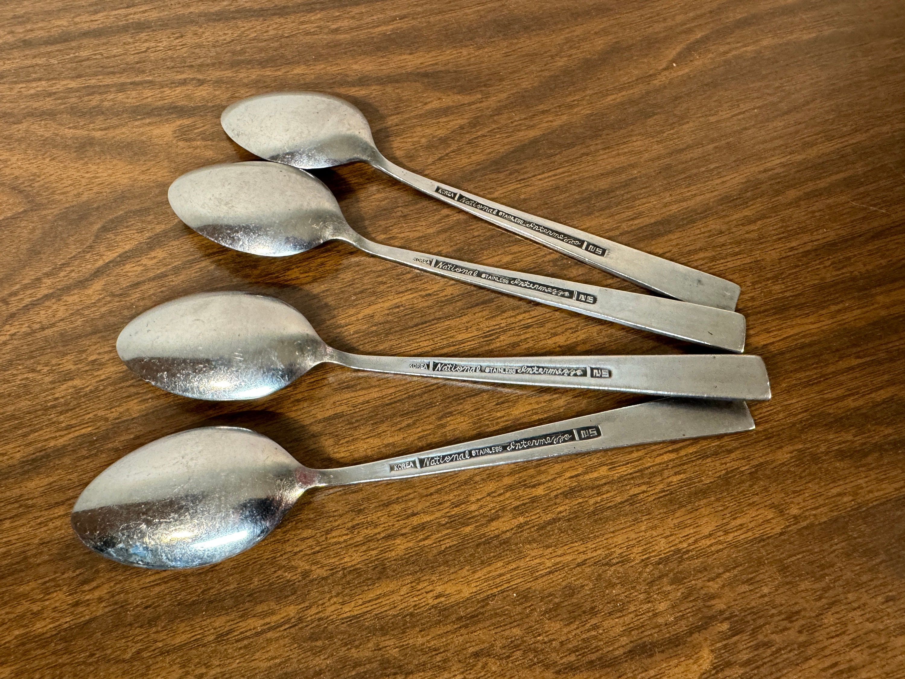 Four National Intermezzo Stainless Steel Teaspoons - Midcentury Mod ...