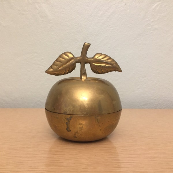 25% SALE *** Solid Brass Apple Trinket Box / Container, Made in India