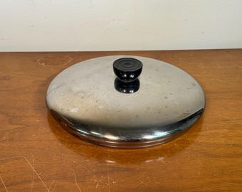 Revere Ware 9" Diameter Stainless Steel Replacement Lid - 1400 Line Pot Cookware Silver Black Bakelite Handle Lid Knob