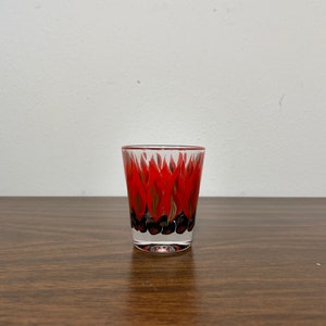 Campfire Shot Glass - Midcentury Gold Red Black Flame Camp Fire Camping Charcoal Grill Grilling Barbecue Man Cave Dad Gift