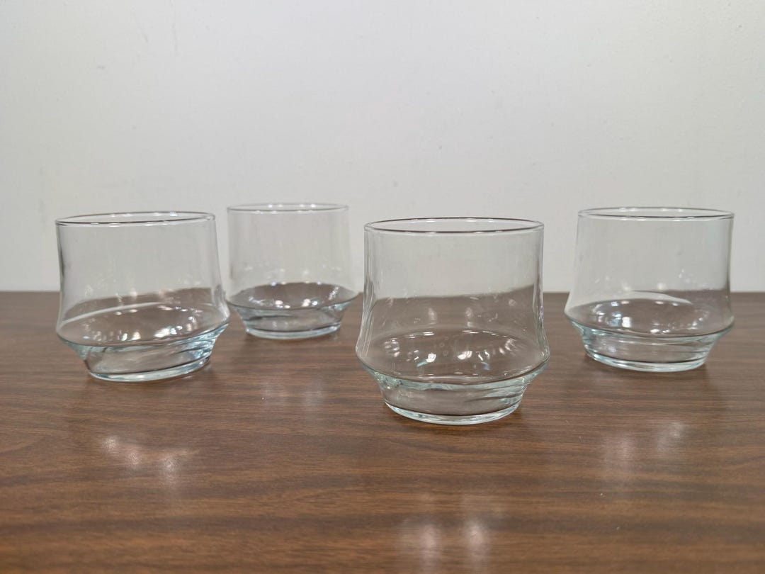 Four Libbey Impromptu Clear 9 Oz Rocks Glasses - Midcentury Modern MCM ...