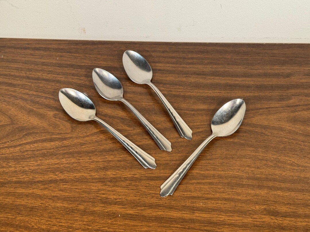 Four Ekco Art Deco Stainless Steel Teaspoons - Vintage Retro EKS7 ...