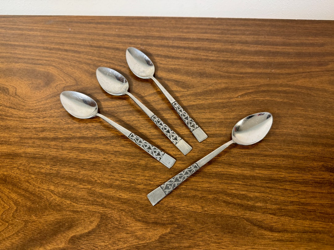Four National Intermezzo Stainless Steel Teaspoons - Midcentury Mod ...