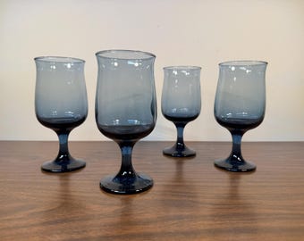 Four Libbey Tawny Accent 12 Oz Tumblers - Smokey Brown Glass Footed Beverage  High Ball Cocktail Water Glasses Set of 4 - Etsy