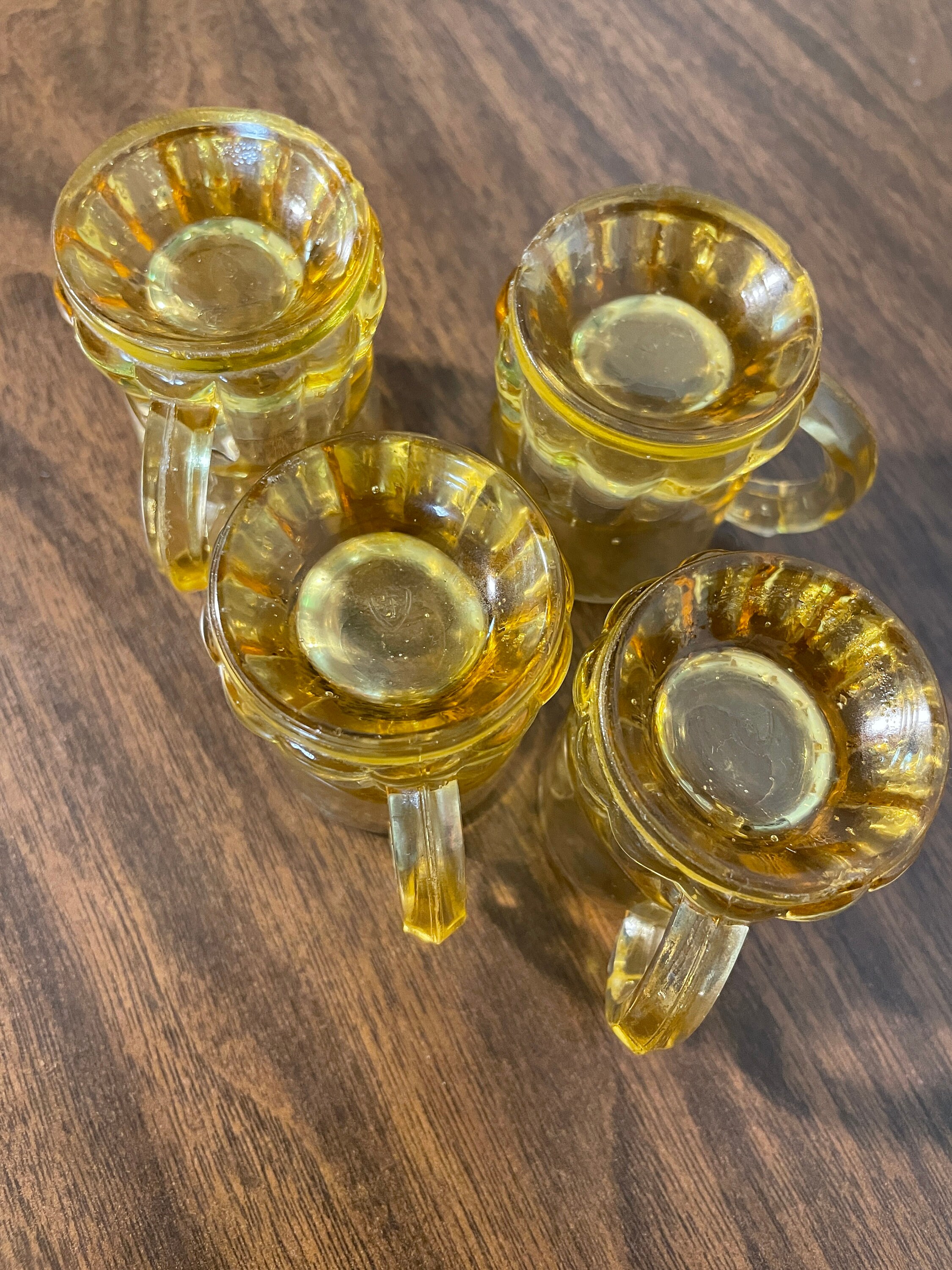 Four Federal Glass Co. Amber Beer Stein Shot Glasses FEG74 Yellow Honey  Gold Orange Miniature Small Mug Handle Pressed Glass Set of 4 - Etsy