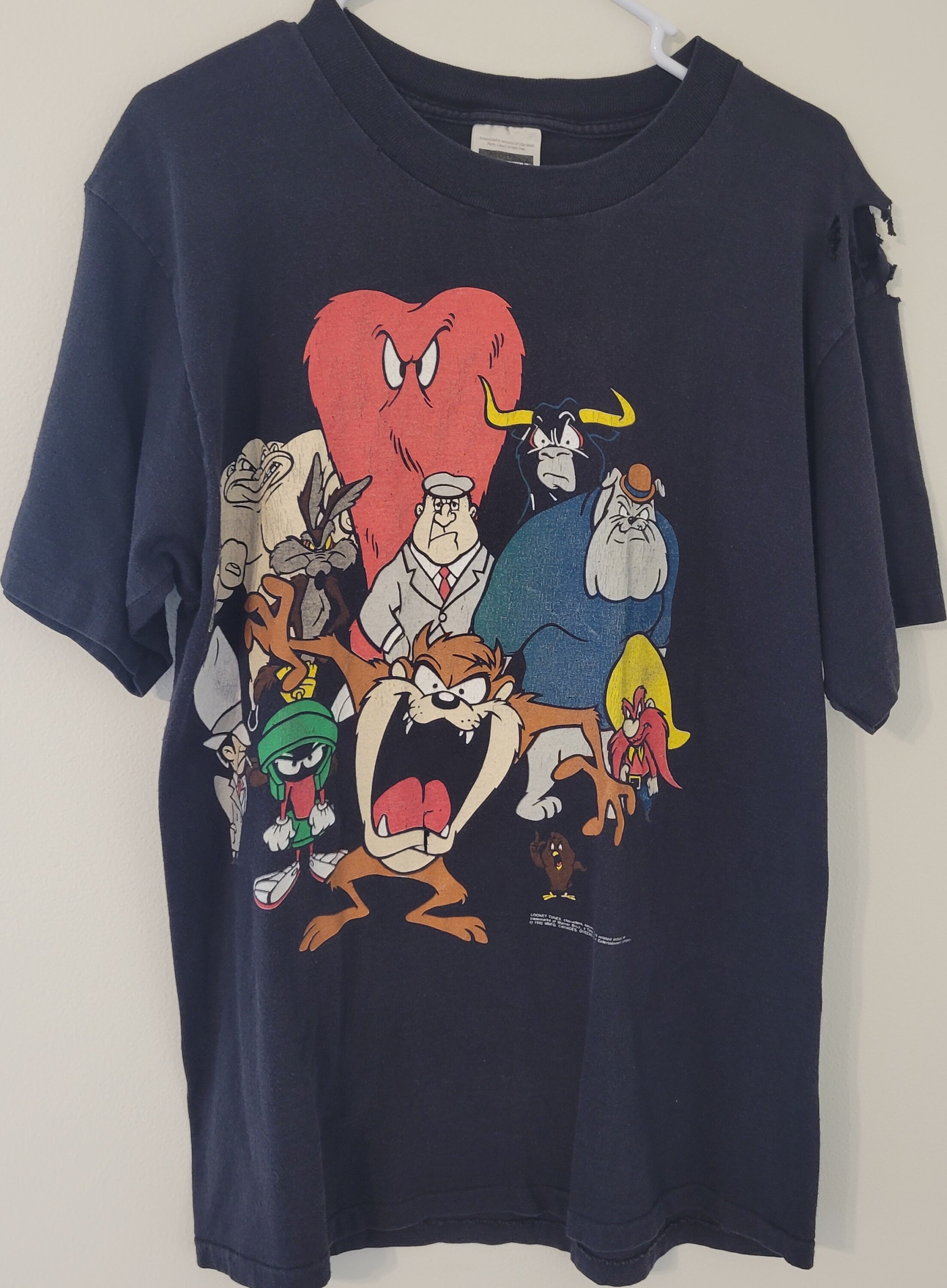 Vtg RARE Looney Tunes BAD GUYS Villains Sz Large T Shirt Comic Tee 