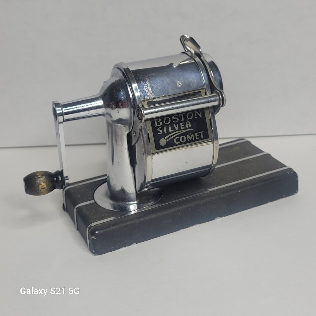 Vintage Desktop Pencil Sharpener Boston Silver Comet Etsy