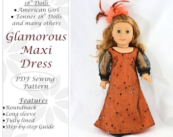 18 inch doll clothes pattern, Are you ready for the Halloween, for dolls such as American Girl Doll, PDF Sewing Pattern, Doll clothes dress
