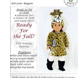 18 inch doll clothes pattern, Are you ready for the Fall, for dolls such as American Girl Doll, PDF Sewing Pattern, Doll clothes dress