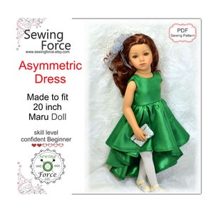 Designed for 20 inch Maru doll clothes dress pattern, PDF Sewing Pattern, Asymmetric Dress -  Holiday gift, girl gift