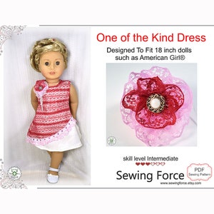 18 inch doll clothes Pattern dress. Fits 18 inch dolls like American girl doll One Of A Kind Dress - PDF sewing pattern instant download
