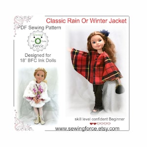 Doll Jacket PDF Sewing Pattern for 18 inch BFC Ink - instant download,  doll clothes pattern