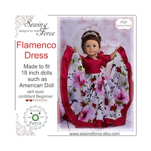 18 inch doll clothes pattern dress. Flamenco dress fits 18 inch dolls such as American girl doll  - PDF sewing pattern instant download